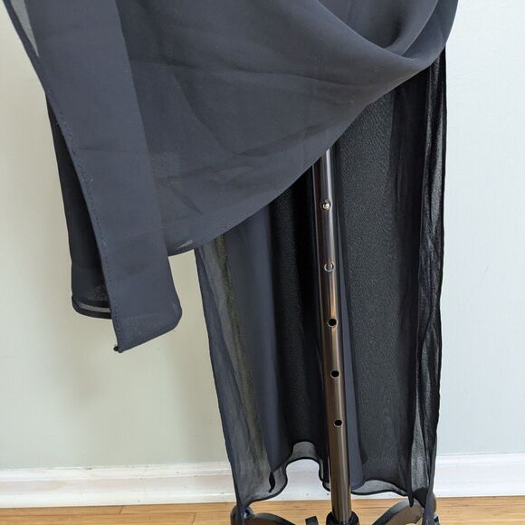 Vintage Zum Prom Dress Maxi Gown M Black Velvet Goth Y2K Babydoll Floral Grunge - Picture 4 of 13